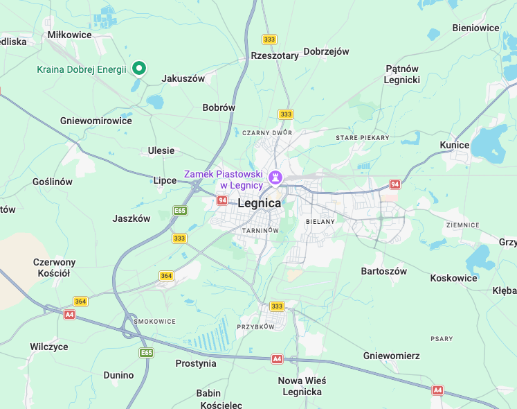 Mapa obszaru działań - Nieruchomości Legnica